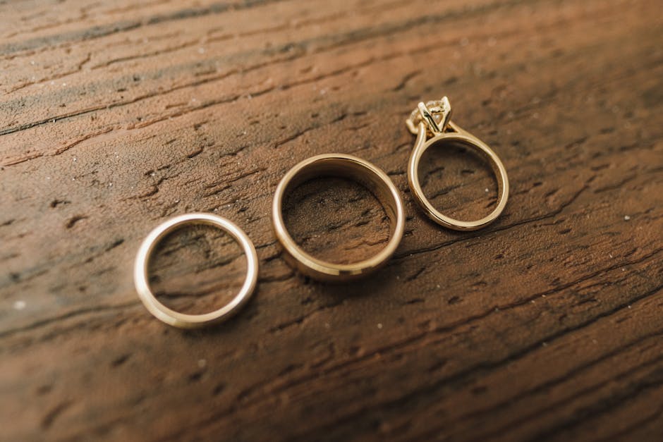 Close up of wedding rings and wedding photography details